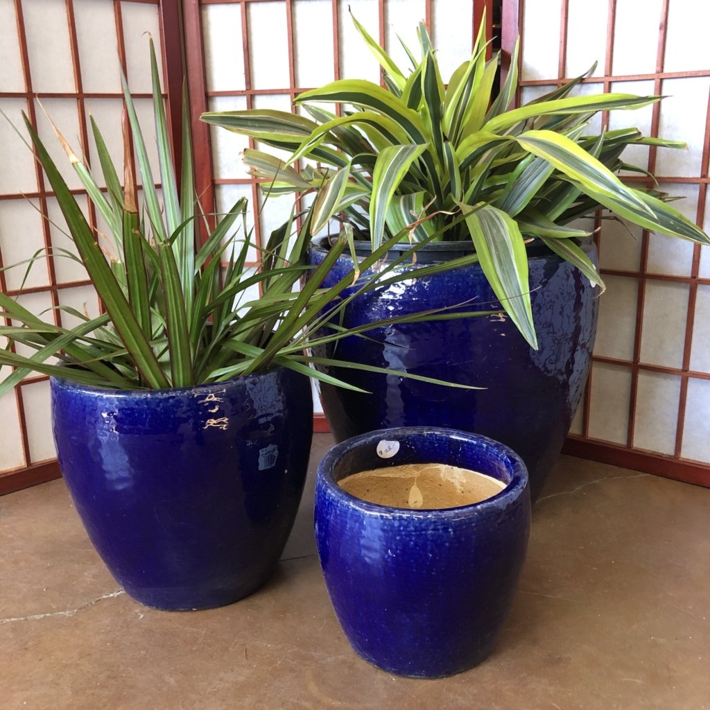 Garden Pot  Glazed Planters Cobalt  Blue  McCumber Fine 