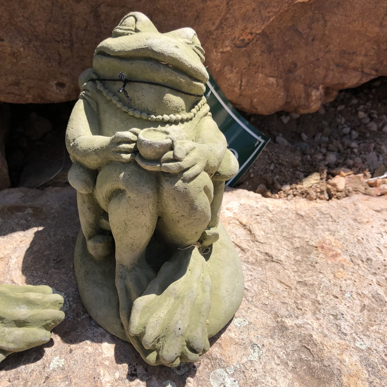 Coffee Statue, Frog Sipping Coffee - McCumber Fine Gardens