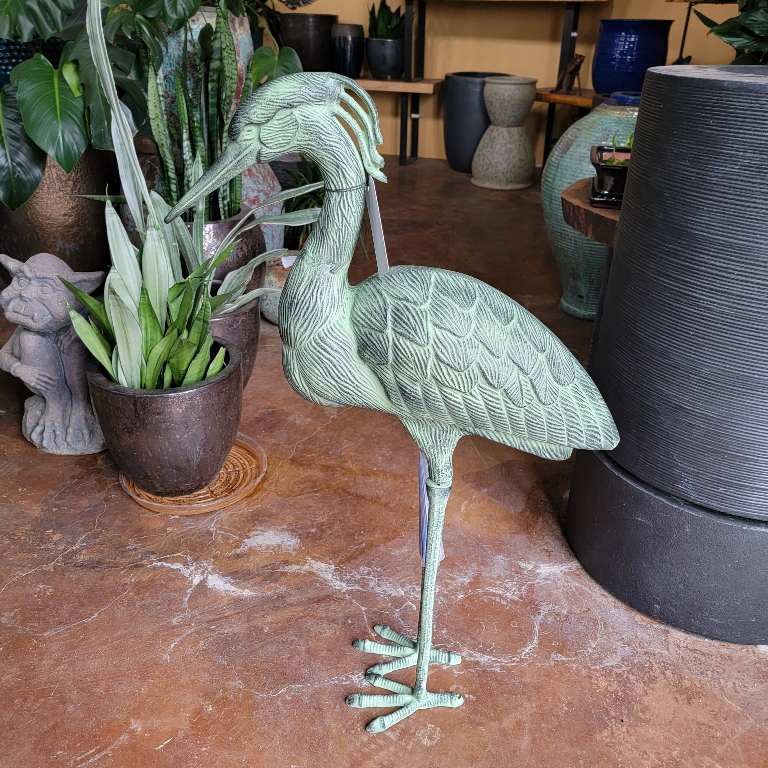 Aluminum Brass Heron Statue McCumber Fine Gardens